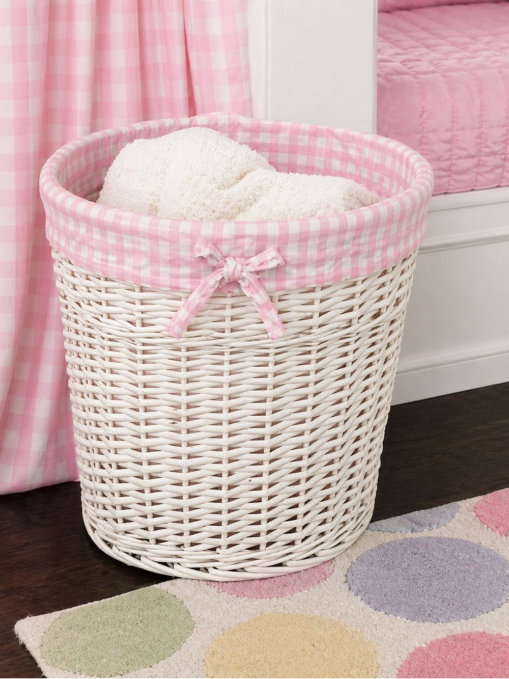 GUC Pottery Barn Kids- Pink White Girls Gingham Hamper Liner